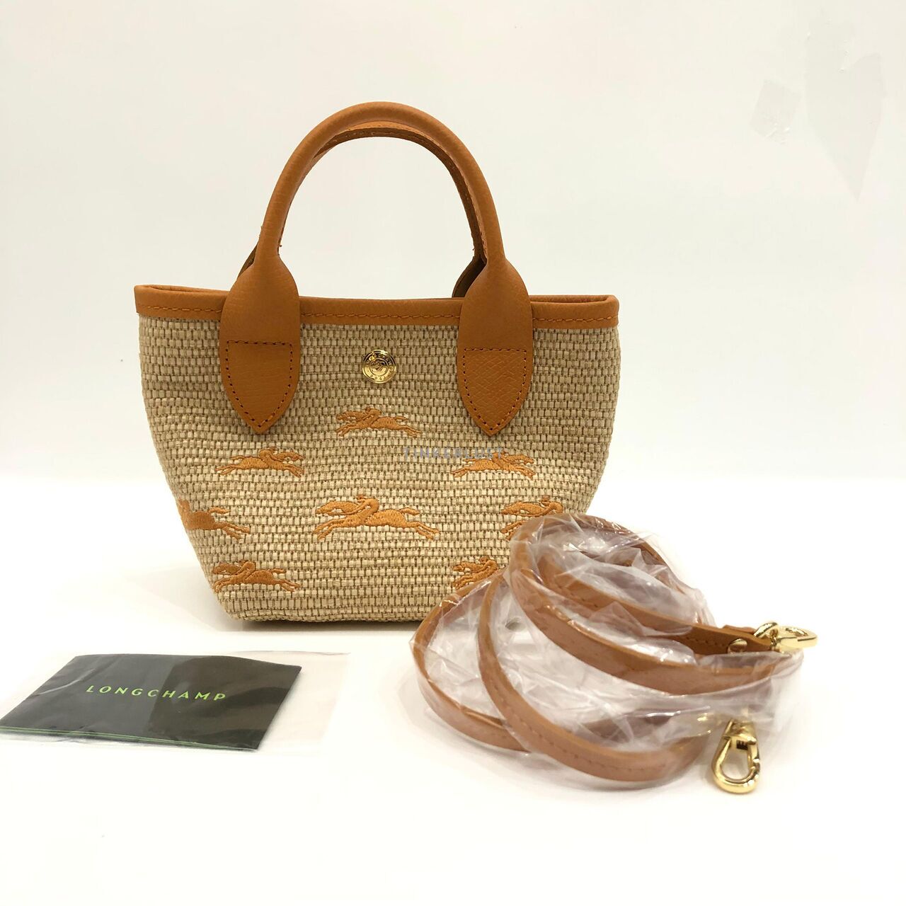 tas satchel Longchamp Le Panier Pliage XS Apricot Satchel